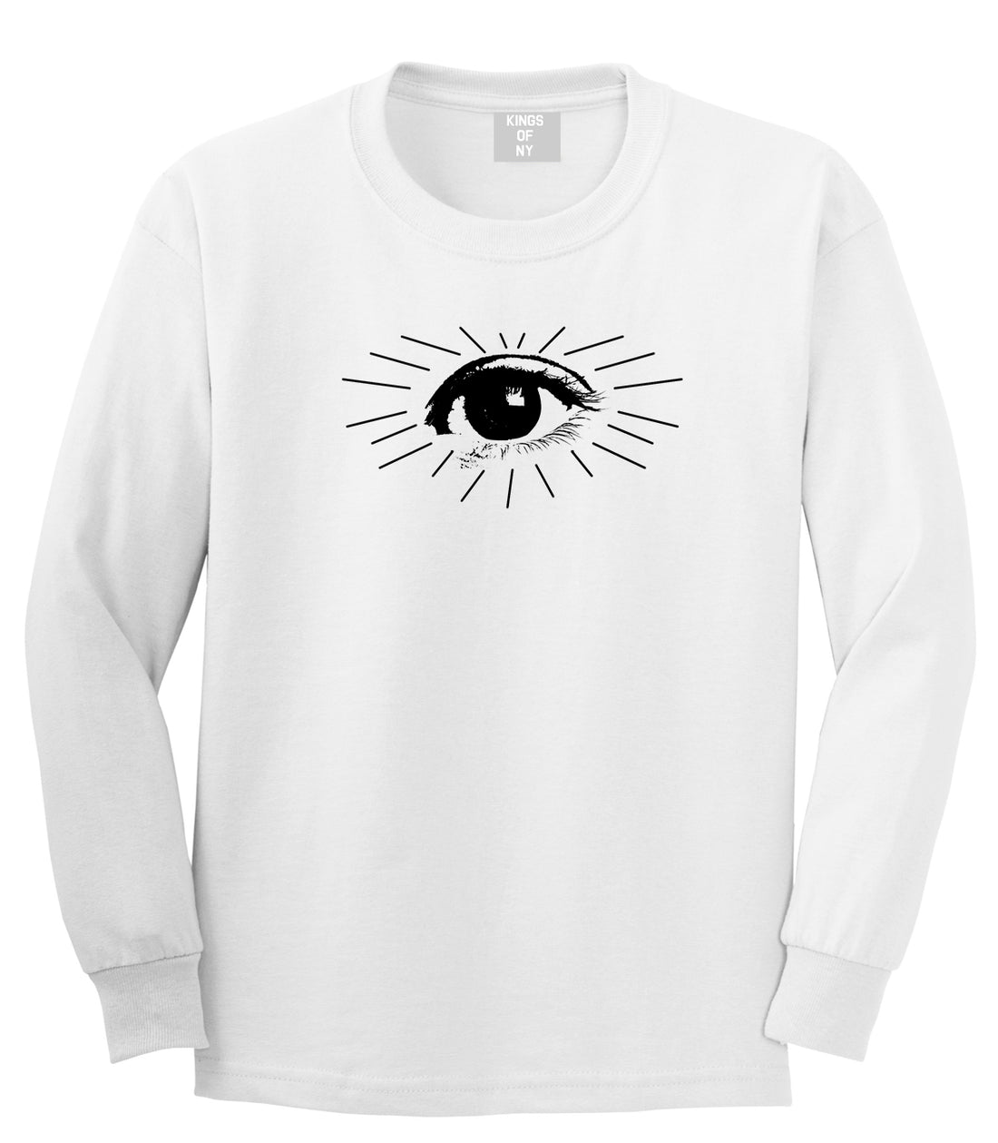 Eyeball Eyes Print Mens White Long Sleeve T-Shirt by KINGS OF NY