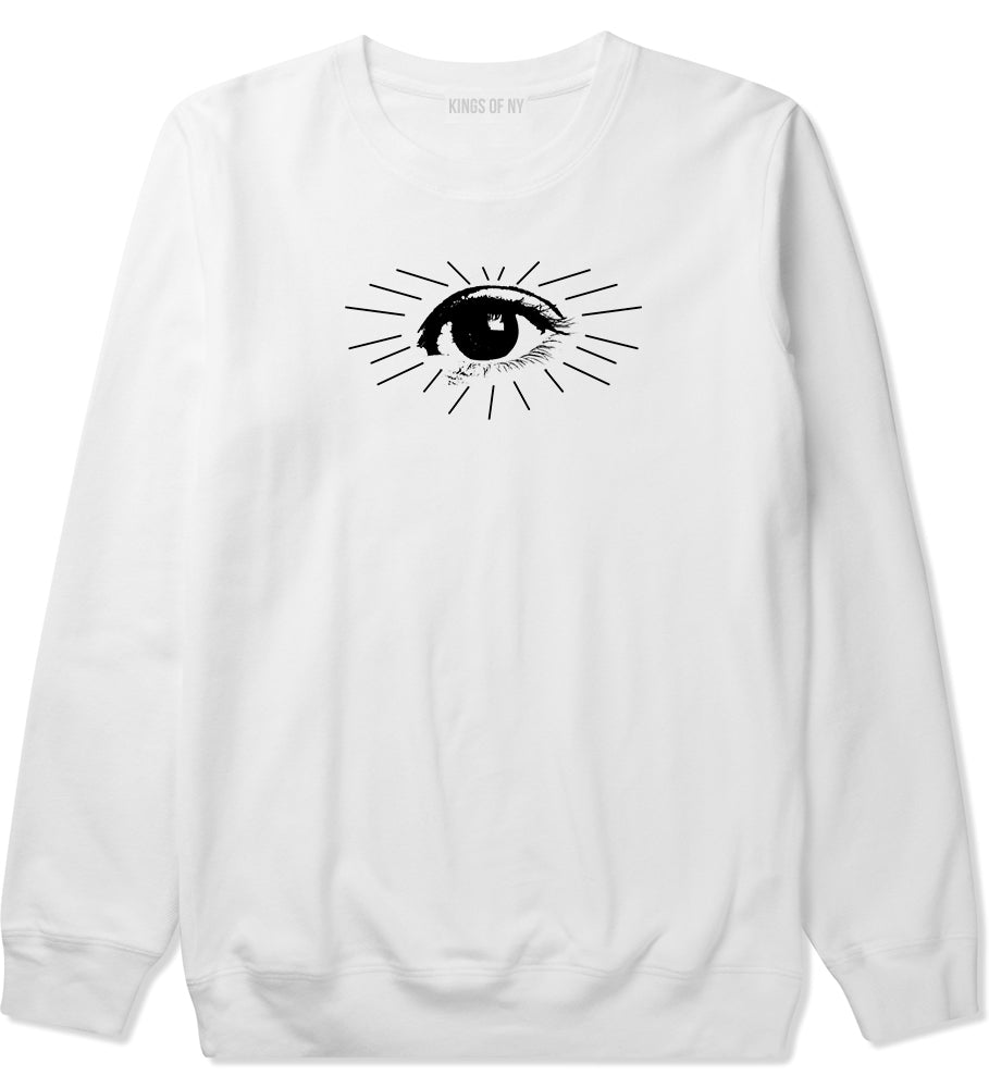 Eyeball Eyes Print Mens White Crewneck Sweatshirt by KINGS OF NY