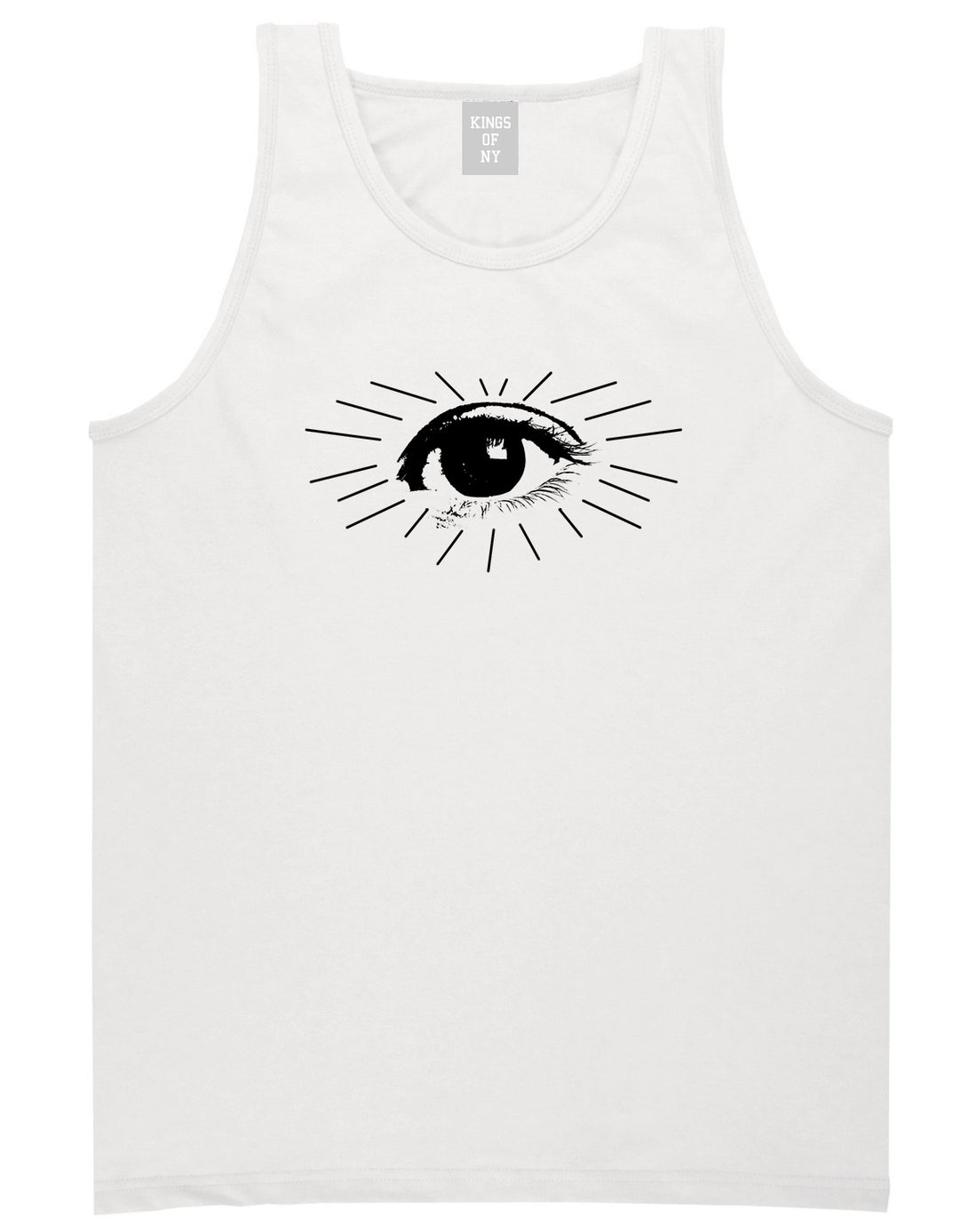 Eyeball Eyes Print Mens White Tank Top Shirt by KINGS OF NY