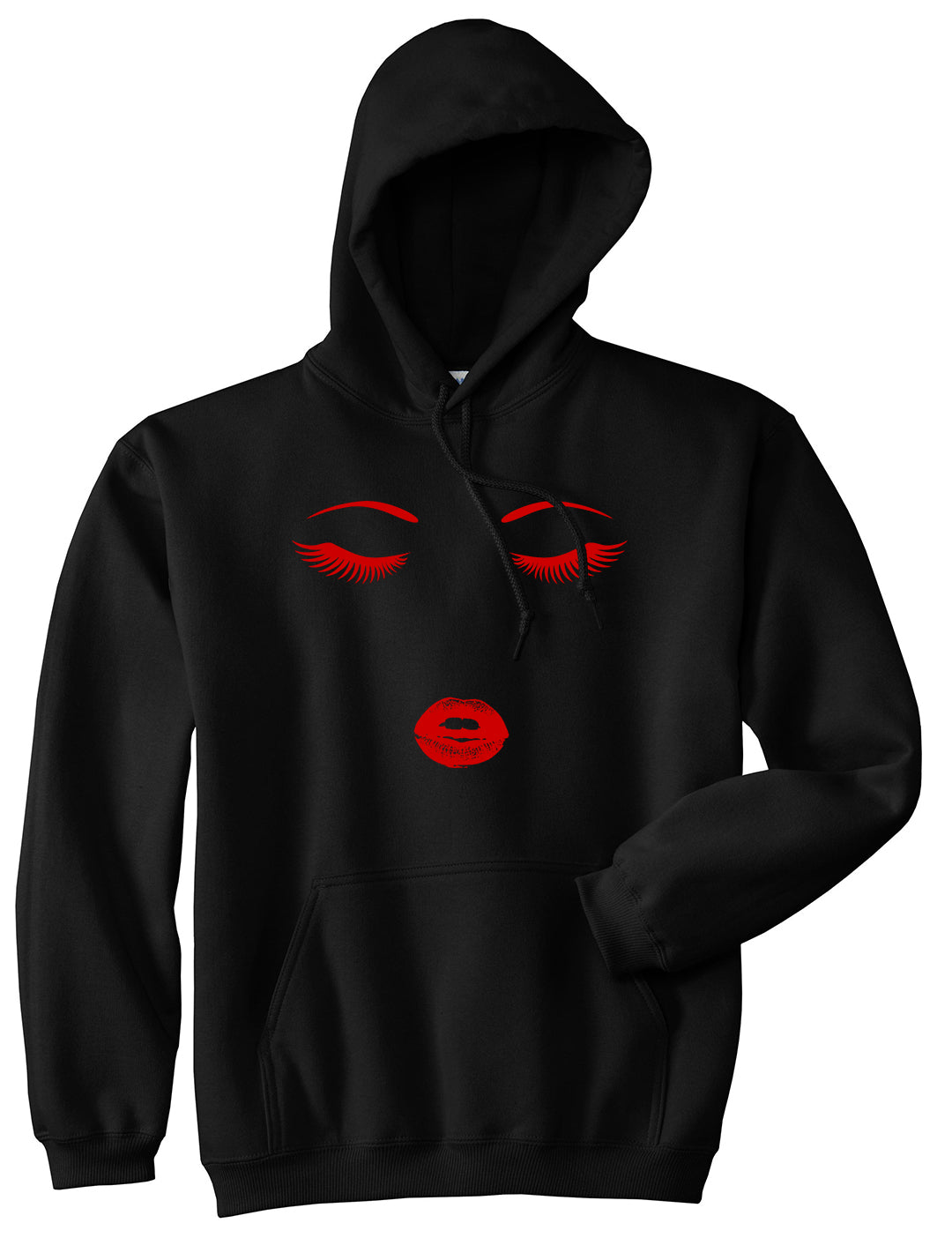 Eyelash Lips Makeup Mens Black Pullover Hoodie by KINGS OF NY