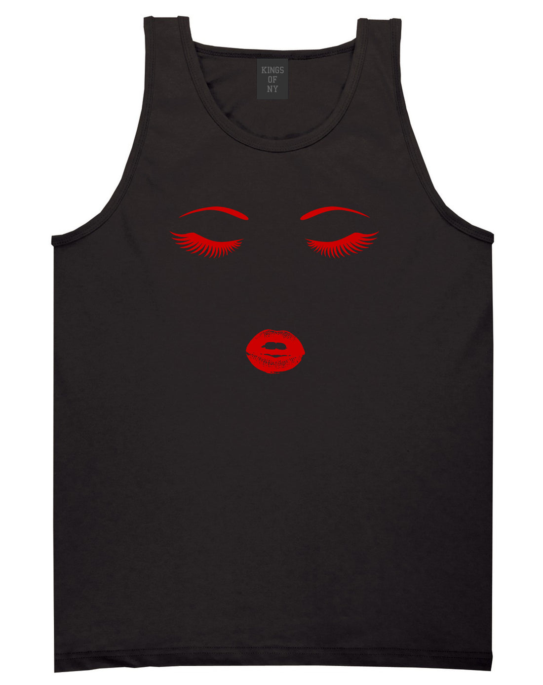 Eyelash Lips Makeup Mens Black Tank Top Shirt by KINGS OF NY