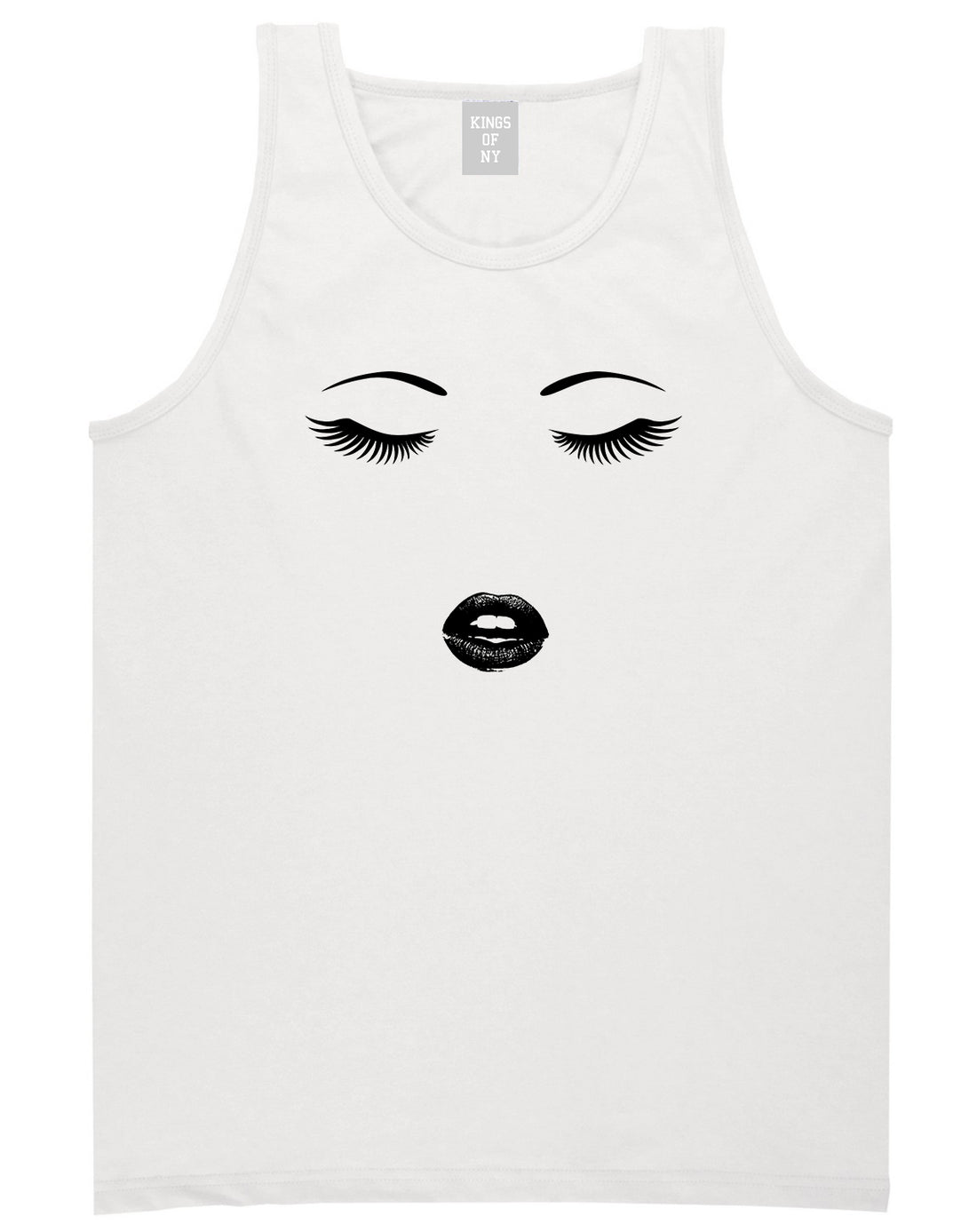 Eyelash Lips Makeup Mens White Tank Top Shirt by KINGS OF NY