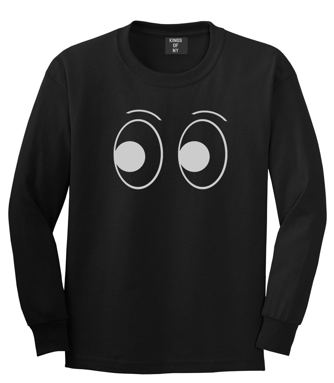 Eyes Emoji Mens Black Long Sleeve T-Shirt by KINGS OF NY