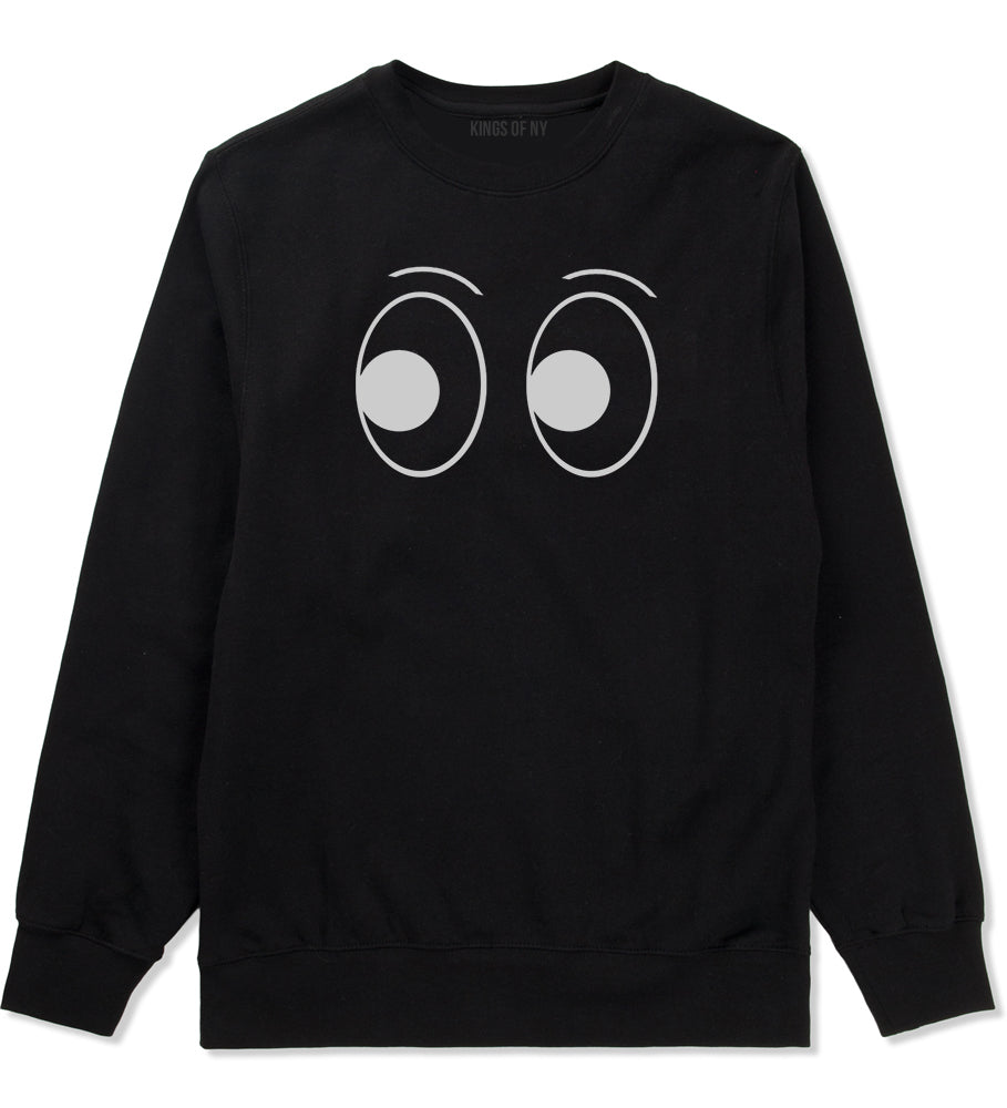 Eyes Emoji Mens Black Crewneck Sweatshirt by KINGS OF NY