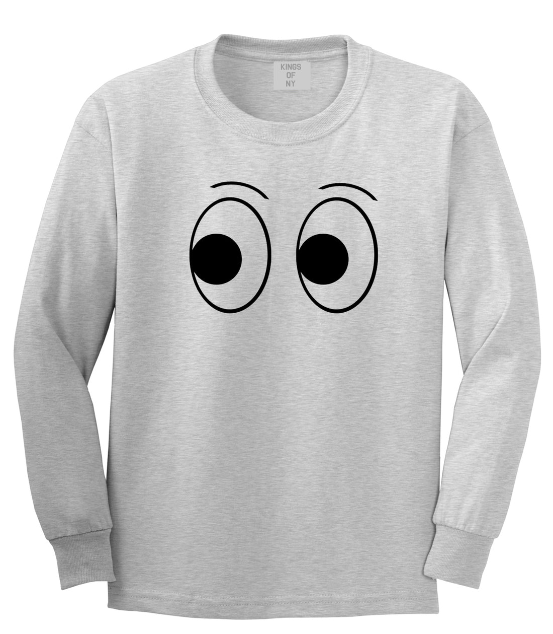 Eyes Emoji Mens Grey Long Sleeve T-Shirt by KINGS OF NY