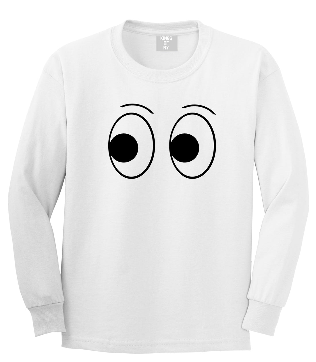 Eyes Emoji Mens White Long Sleeve T-Shirt by KINGS OF NY