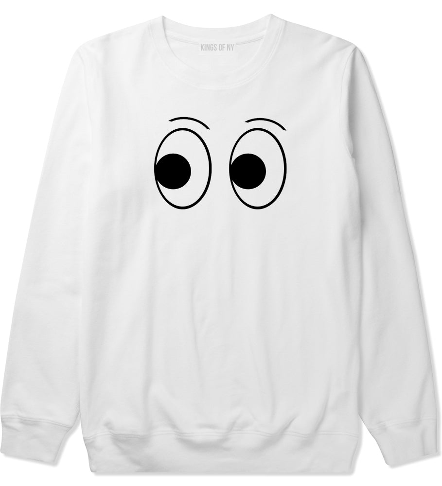 Eyes Emoji Mens White Crewneck Sweatshirt by KINGS OF NY