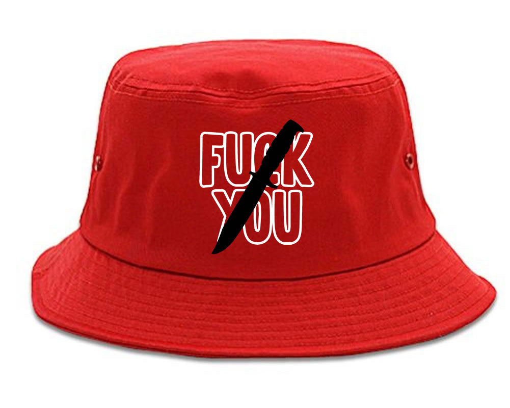F You Knife Mens Bucket Hat Red