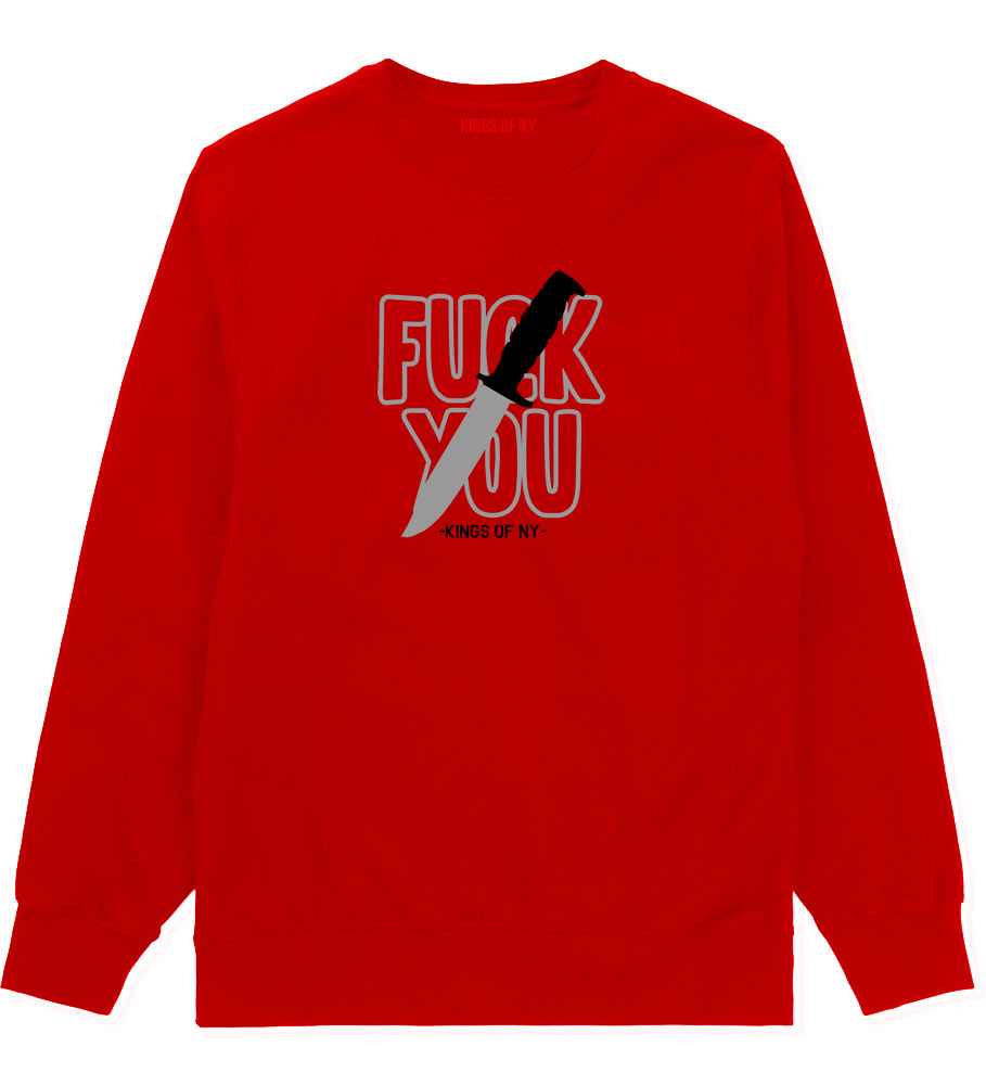 F You Knife Mens Crewneck Sweatshirt Red