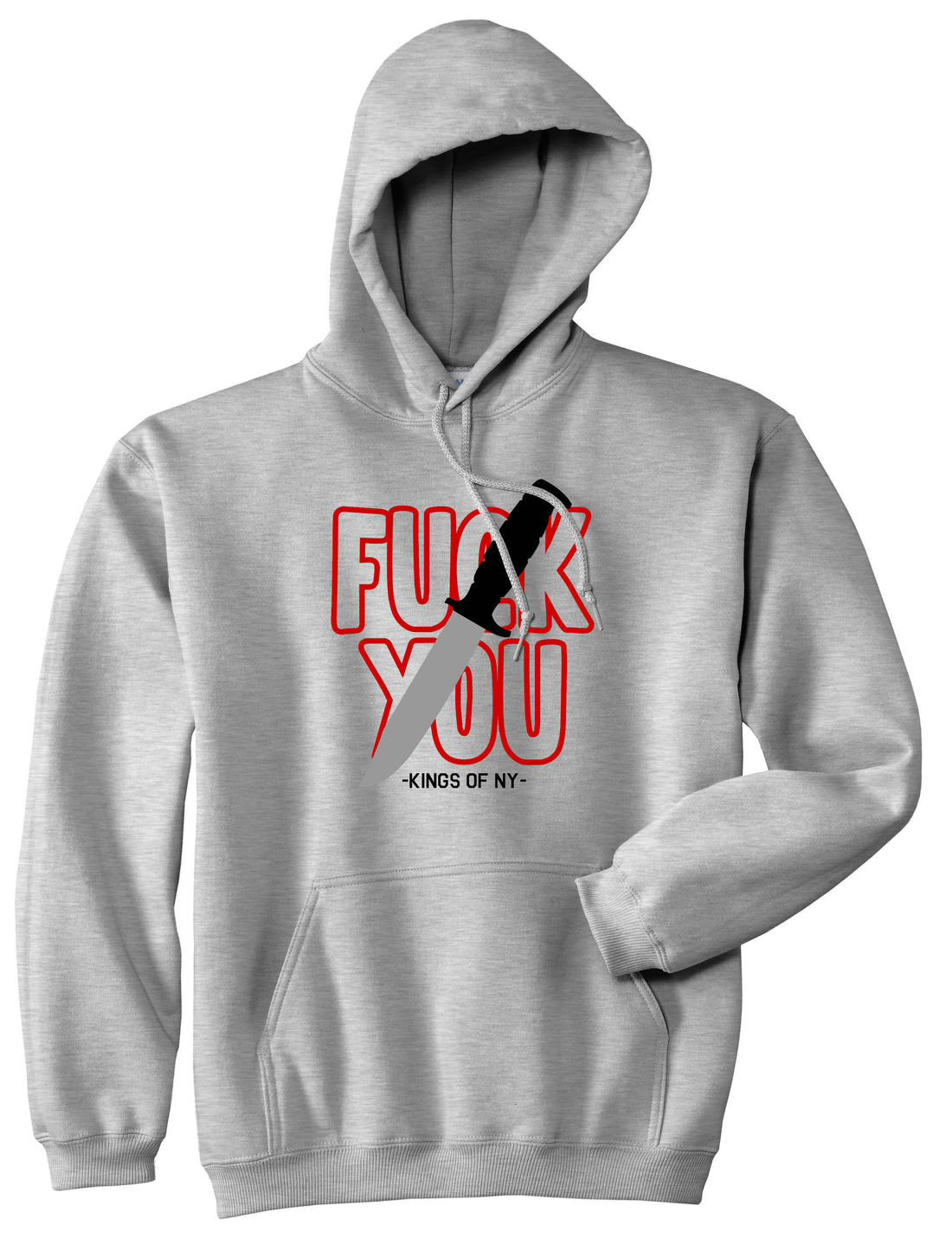 F You Knife Mens Pullover Hoodie Grey