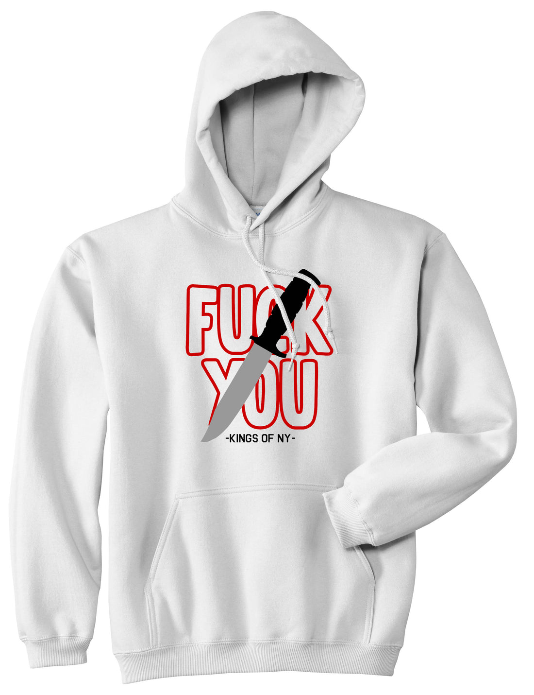 F You Knife Mens Pullover Hoodie White