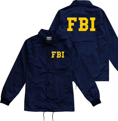 Navy Blue FBI Law Enforcement Costume Mens Coaches Jacket
