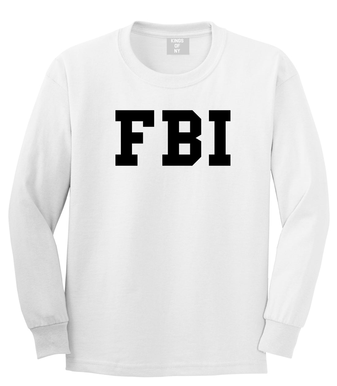 FBI Law Enforcement Mens White Long Sleeve T-Shirt by KINGS OF NY