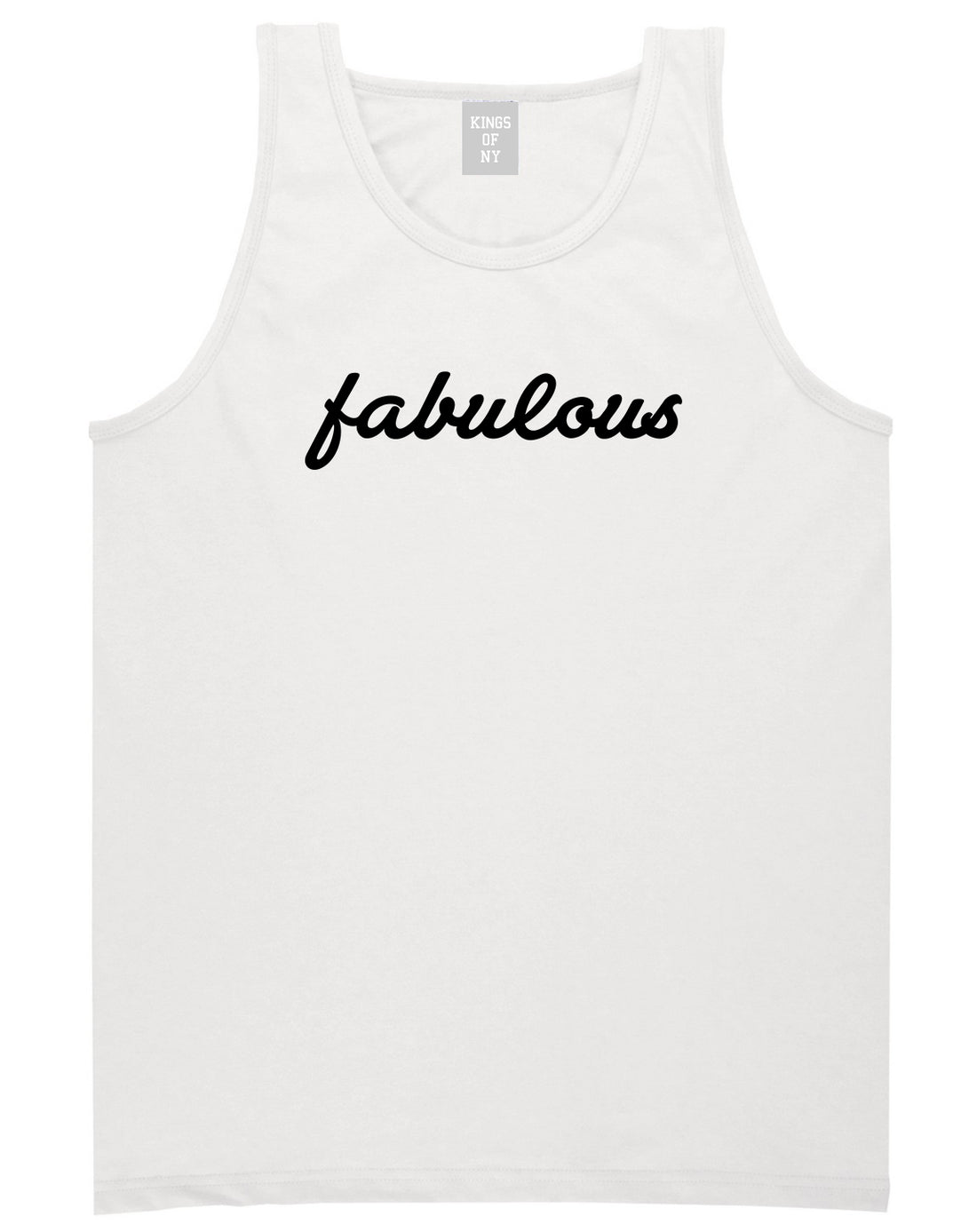Fabulous Script Mens White Tank Top Shirt by KINGS OF NY