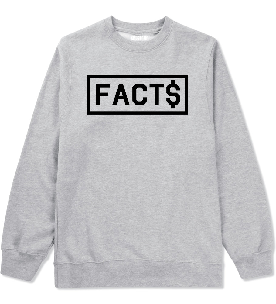 Facts Money Sign Box Mens Crewneck Sweatshirt Grey