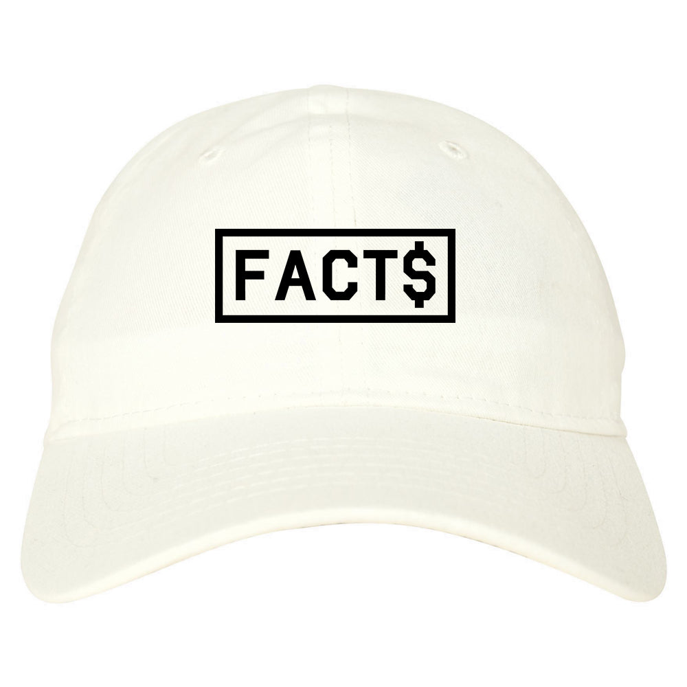 Facts Money Sign Box Mens Dad Hat White