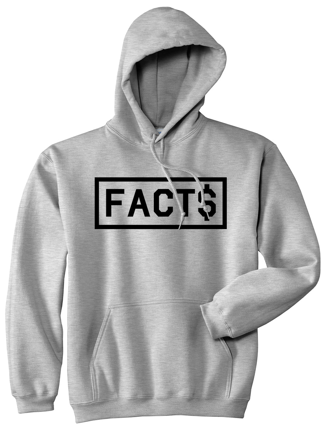 Facts Money Sign Box Mens Pullover Hoodie Grey