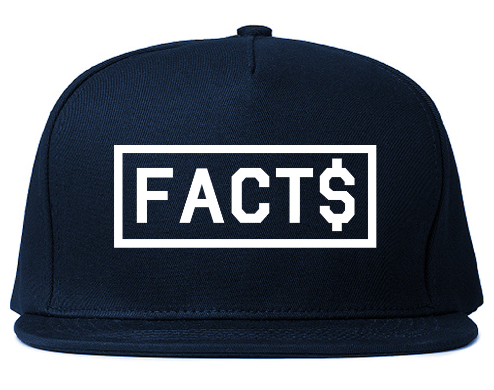 Facts Money Sign Box Mens Snapback Hat Navy Blue