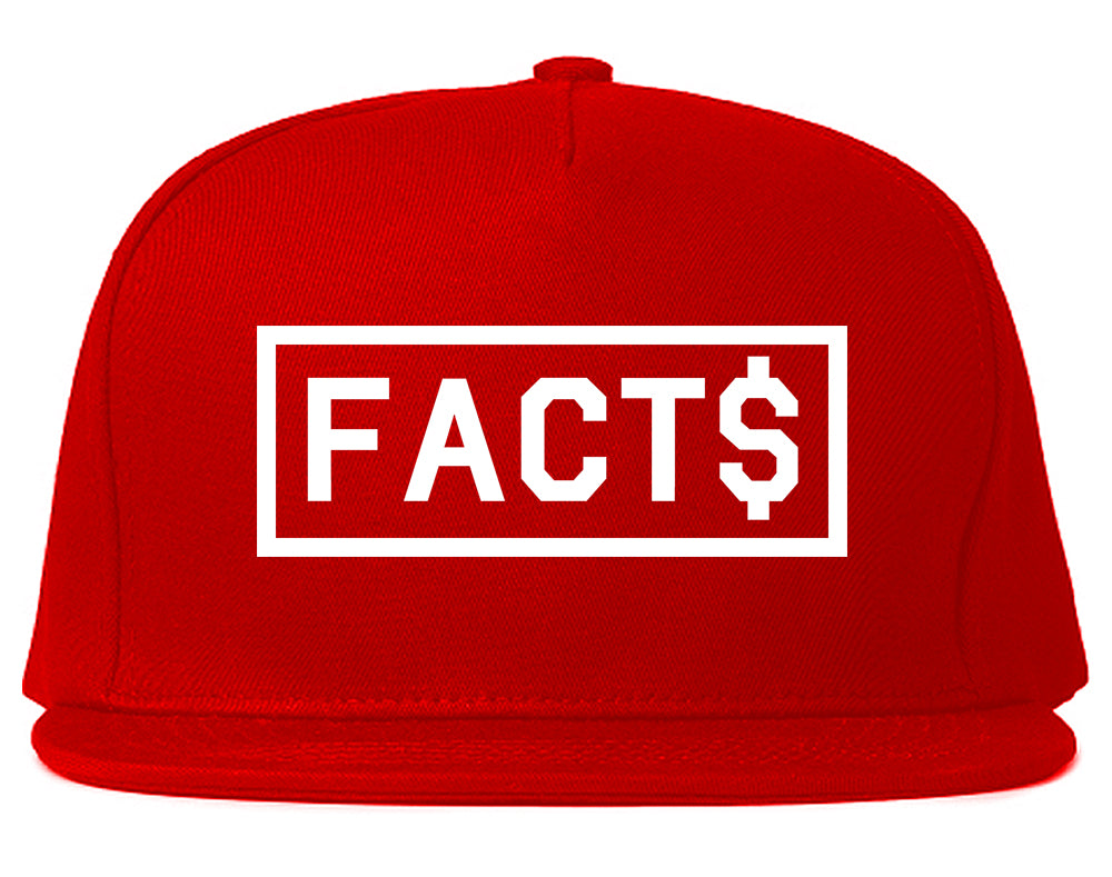 Facts Money Sign Box Mens Snapback Hat Red