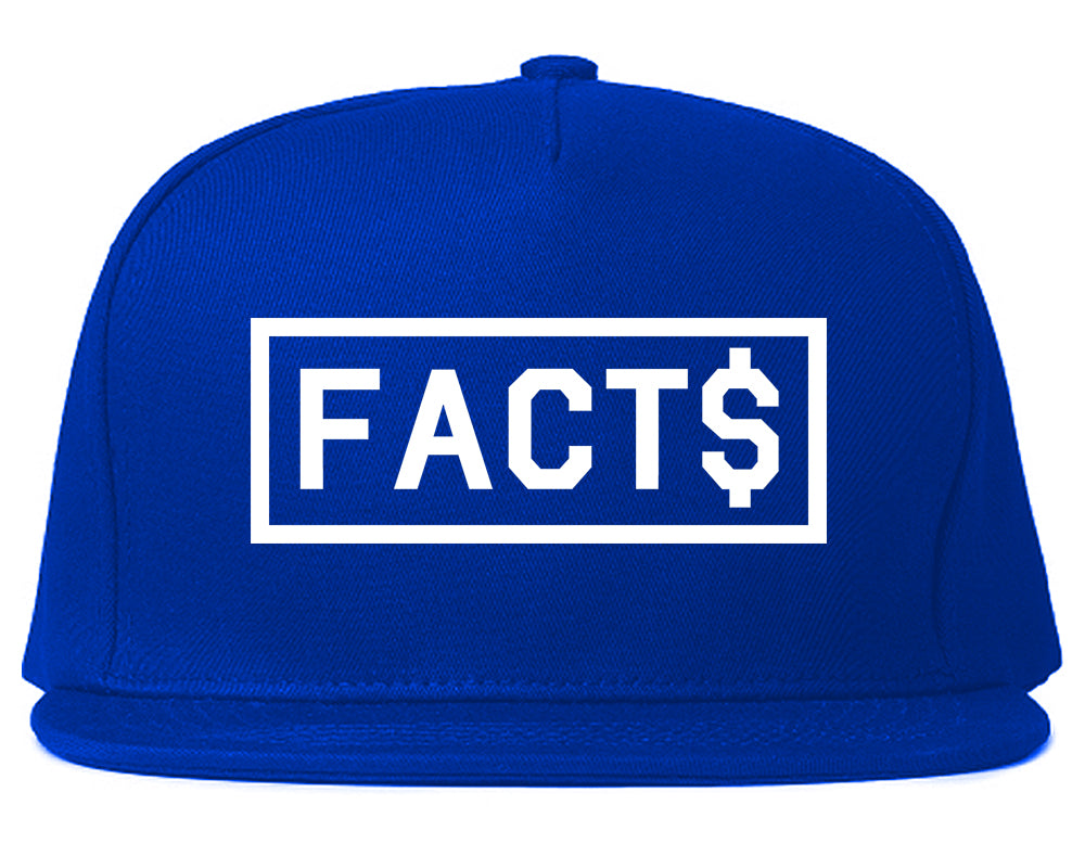 Facts Money Sign Box Mens Snapback Hat Royal Blue
