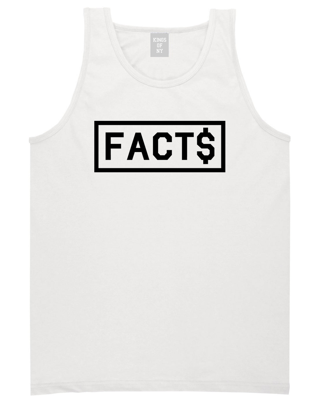 Facts Money Sign Box Mens Tank Top T-Shirt White