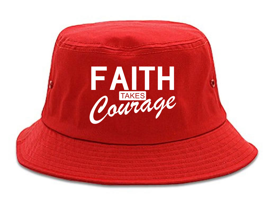 Faith Takes Courage Religious Mens Bucket Hat Red