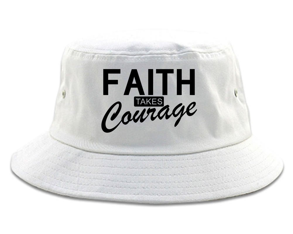 Faith Takes Courage Religious Mens Bucket Hat White