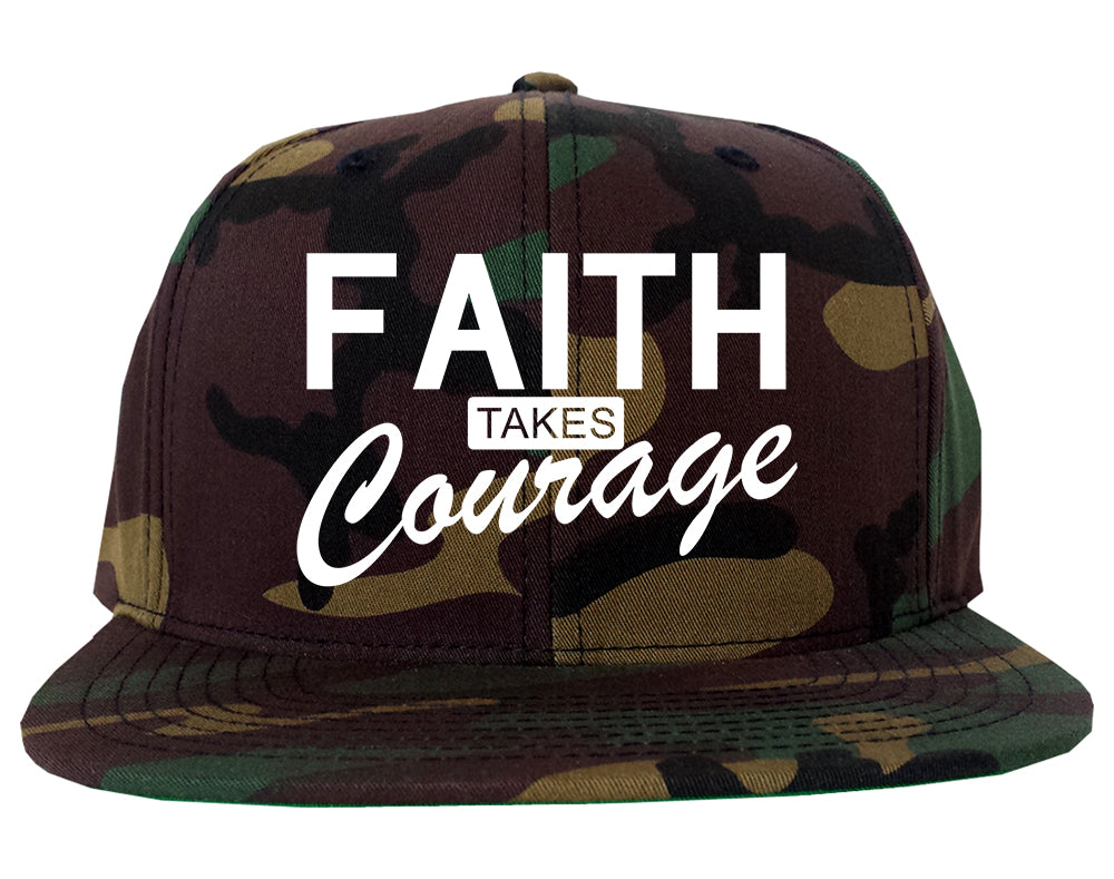 Faith Takes Courage Religious Mens Snapback Hat Army Camo