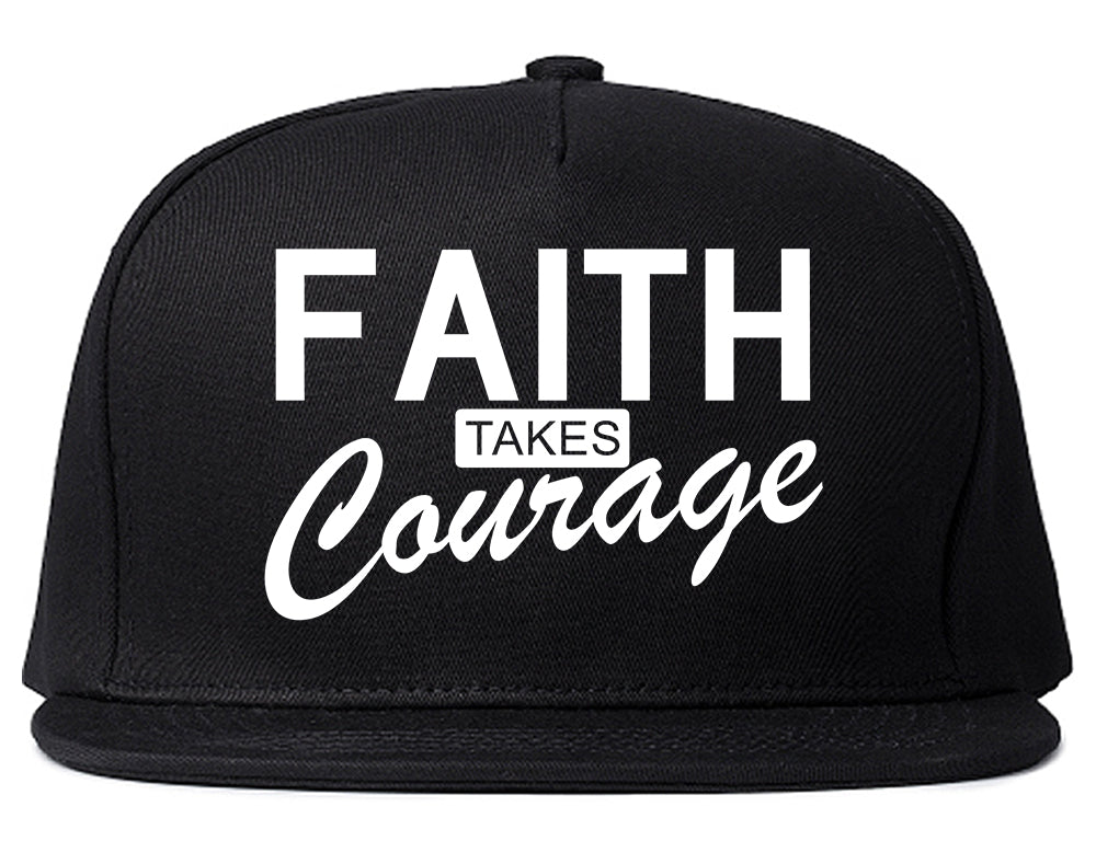 Faith Takes Courage Religious Mens Snapback Hat Black