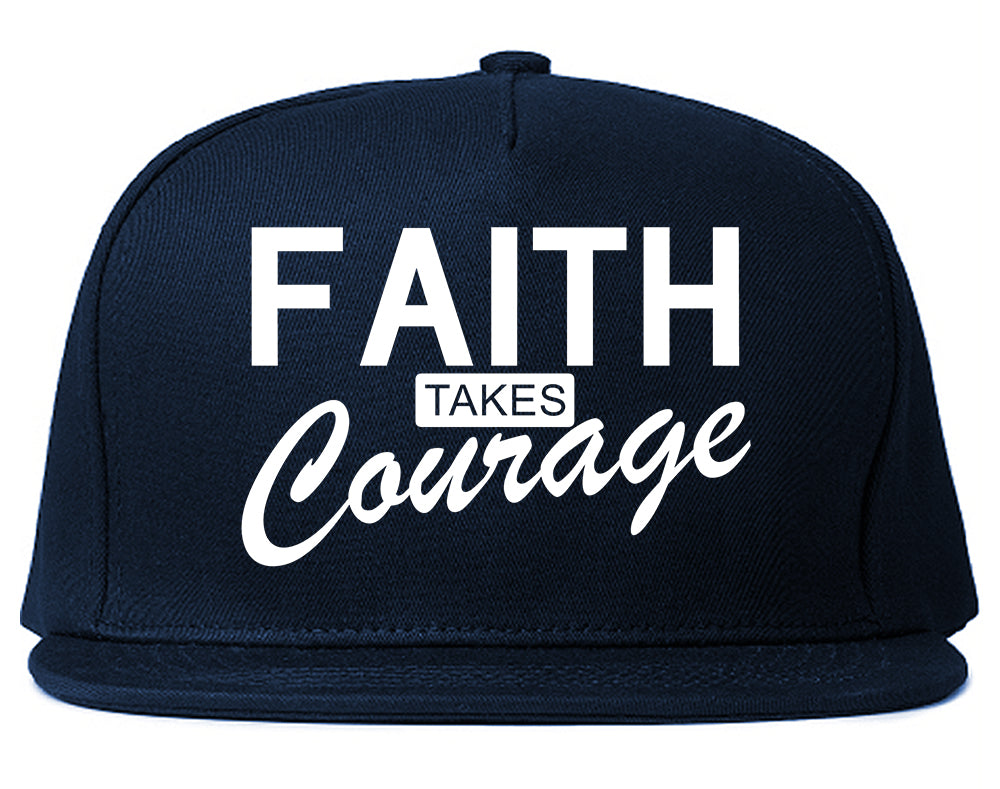 Faith Takes Courage Religious Mens Snapback Hat Navy Blue