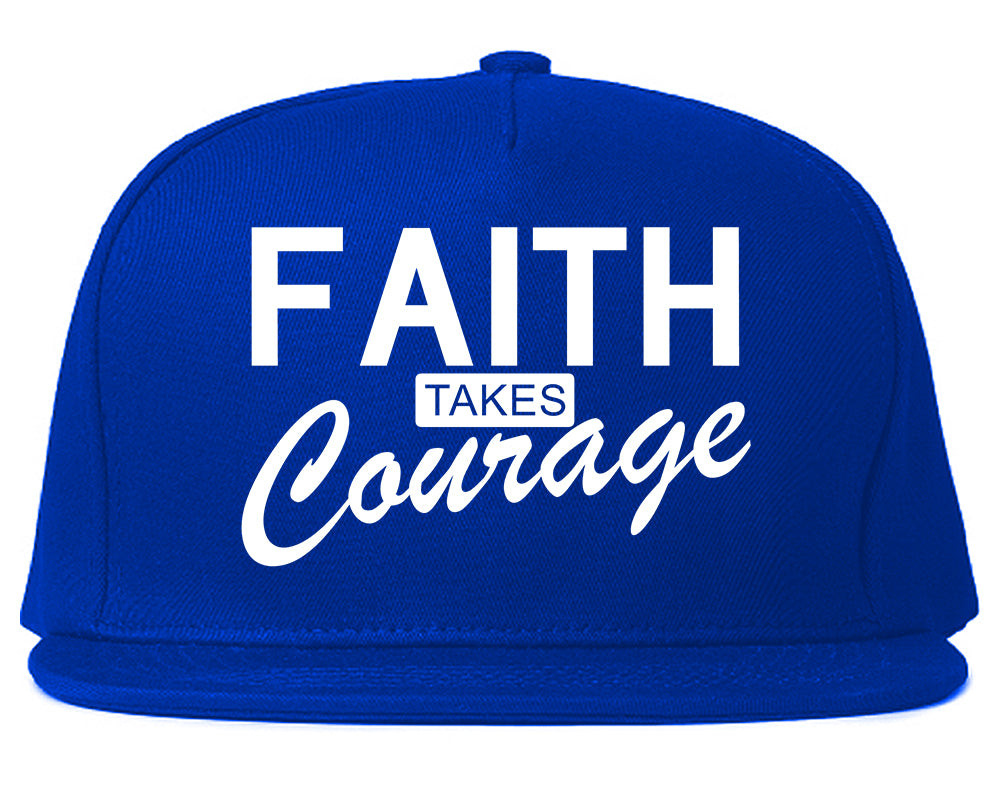 Faith Takes Courage Religious Mens Snapback Hat Royal Blue