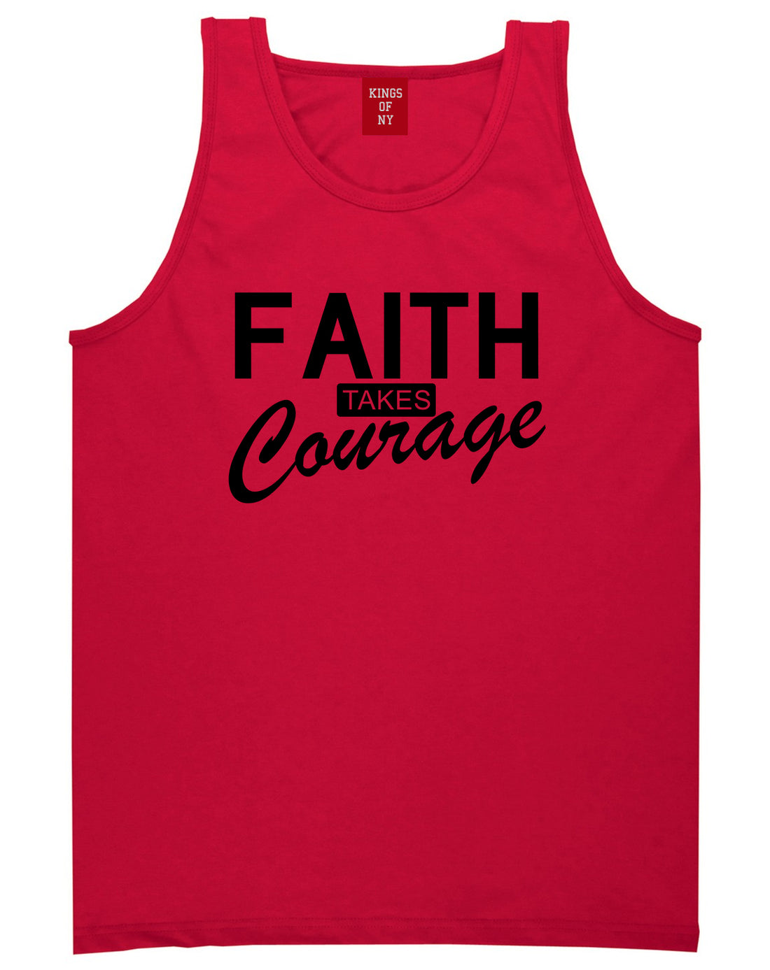 Faith Takes Courage Religious Mens Tank Top T-Shirt Red