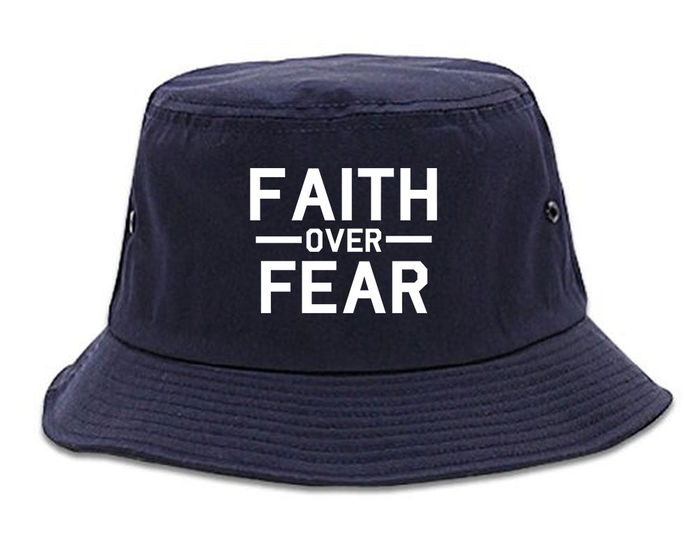Faith_Over_Fear Navy Blue Bucket Hat