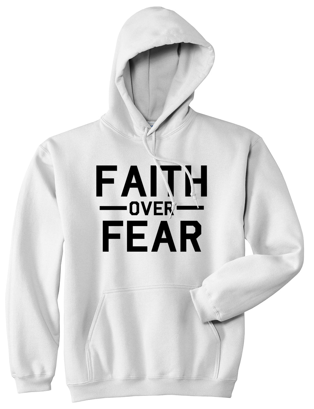 Faith Over Fear Mens White Pullover Hoodie by KINGS OF NY