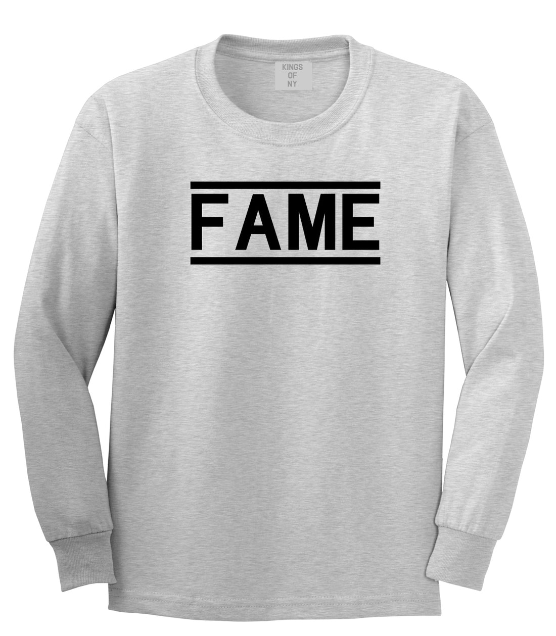 Fame Famous Mens Grey Long Sleeve T-Shirt by KINGS OF NY