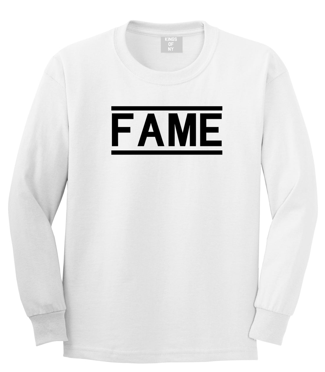 Fame Famous Mens White Long Sleeve T-Shirt by KINGS OF NY