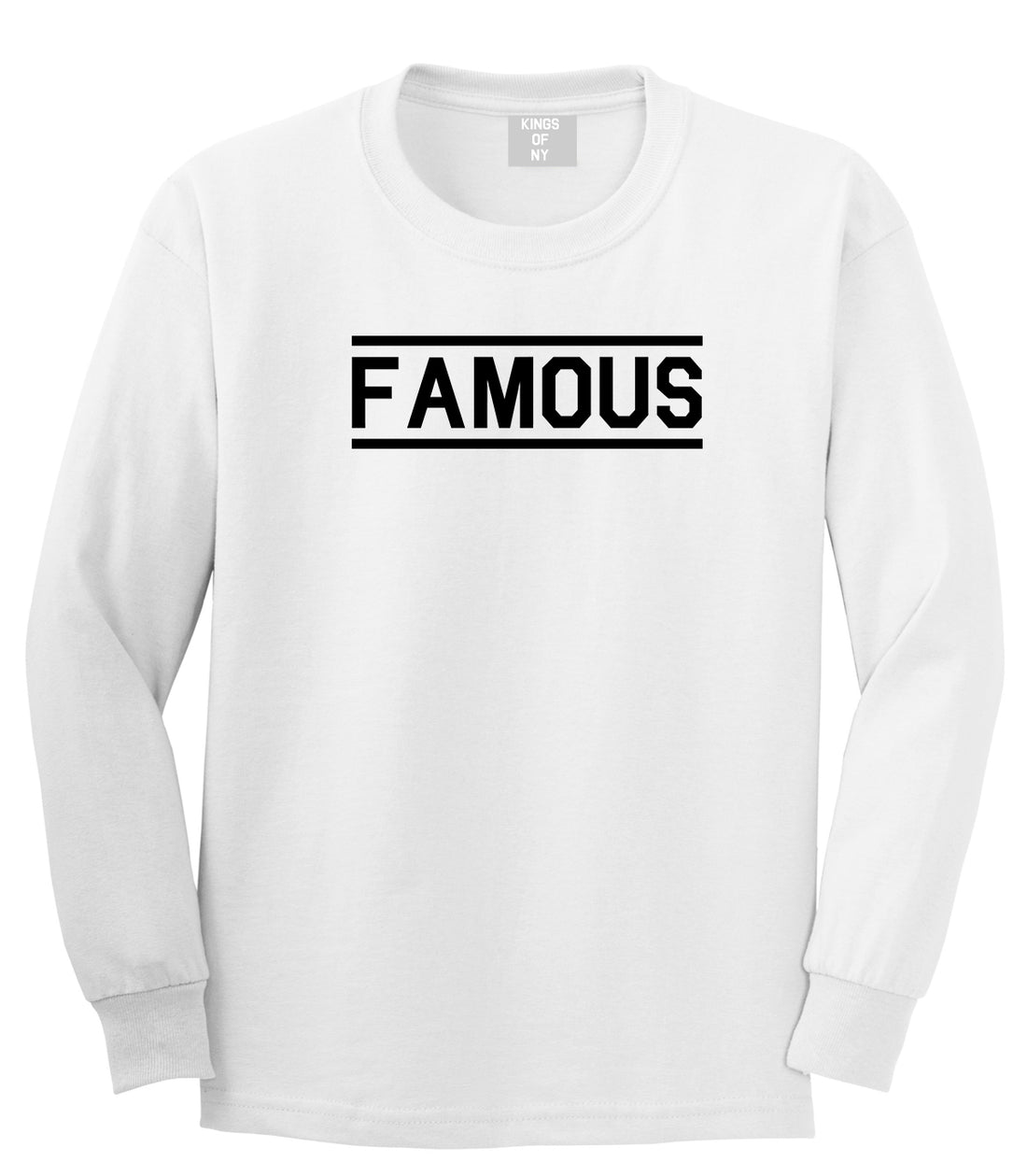 Famous Mens White Long Sleeve T-Shirt by KINGS OF NY