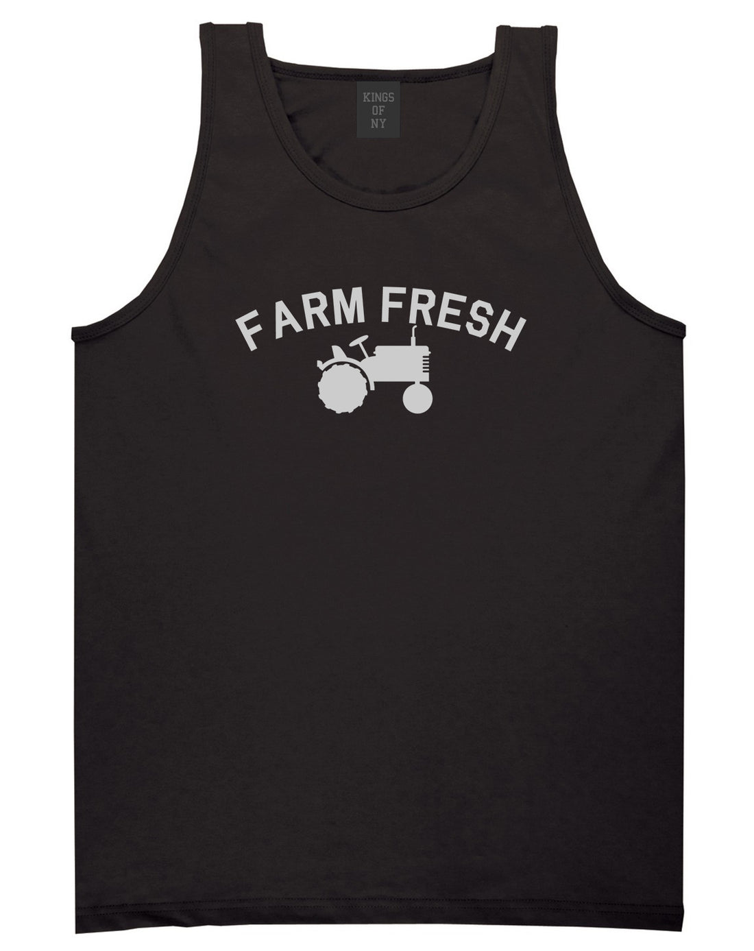 Farm Fresh Tractor Mens Black Tank Top Shirt by KINGS OF NY