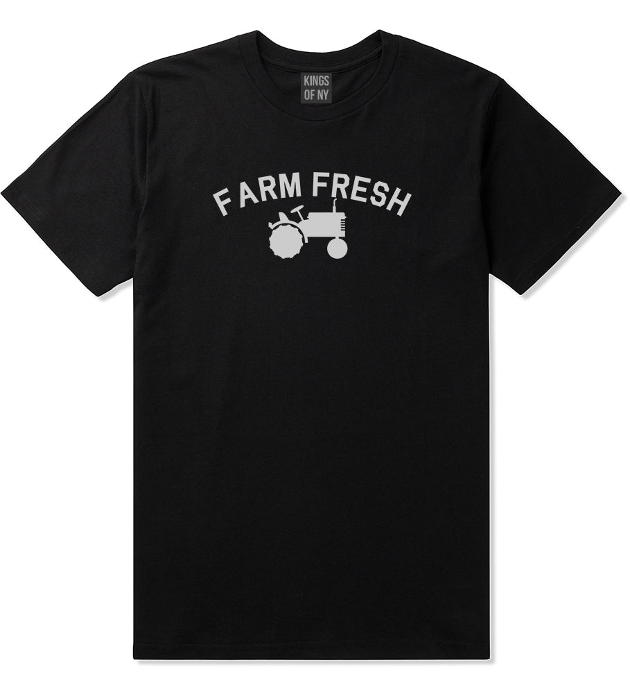 Farm Fresh Tractor Mens Black T-Shirt by KINGS OF NY