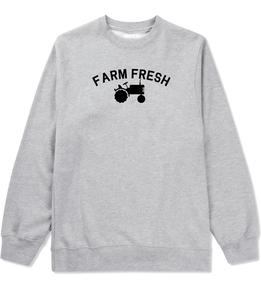 Farm Fresh Tractor Mens Grey Crewneck Sweatshirt by KINGS OF NY