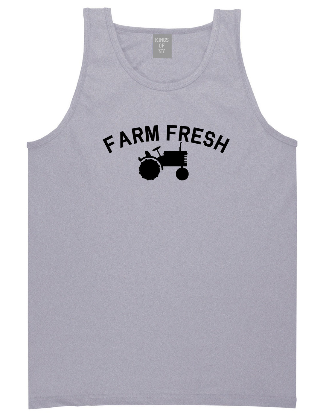 Farm Fresh Tractor Mens Grey Tank Top Shirt by KINGS OF NY