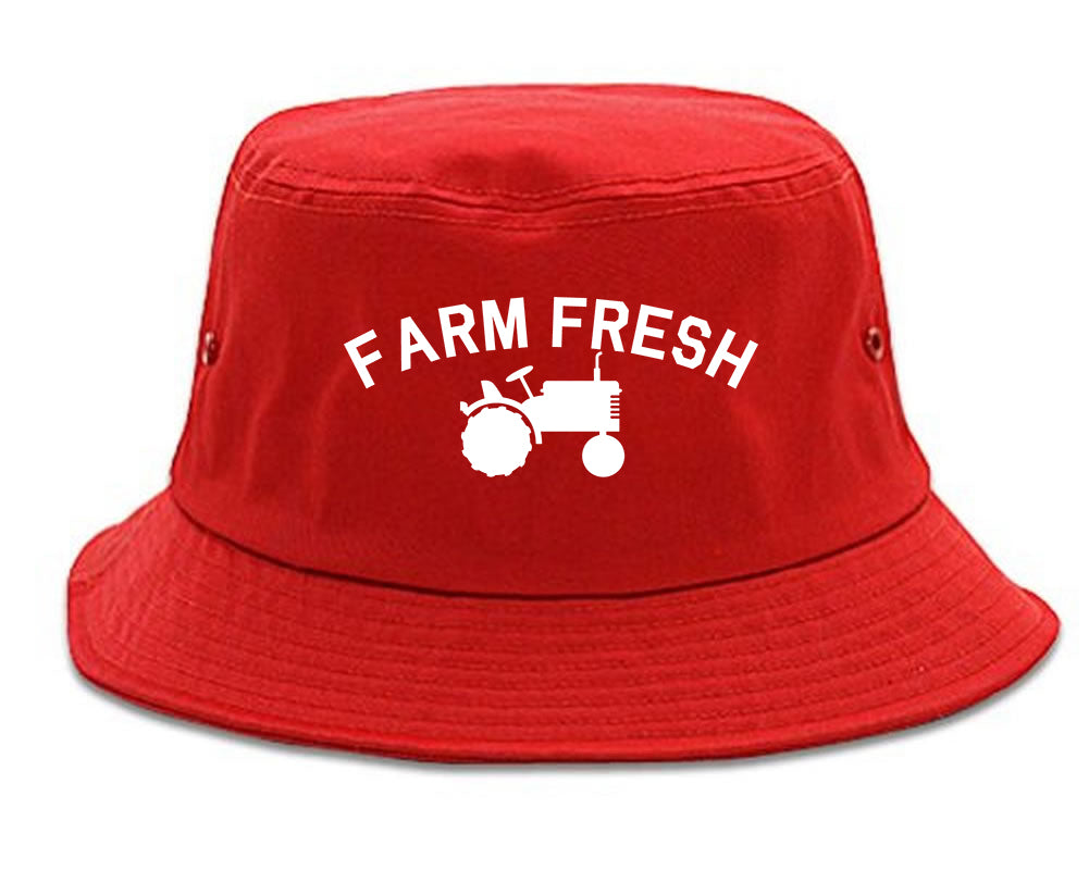 Farm_Fresh_Tractor Red Bucket Hat