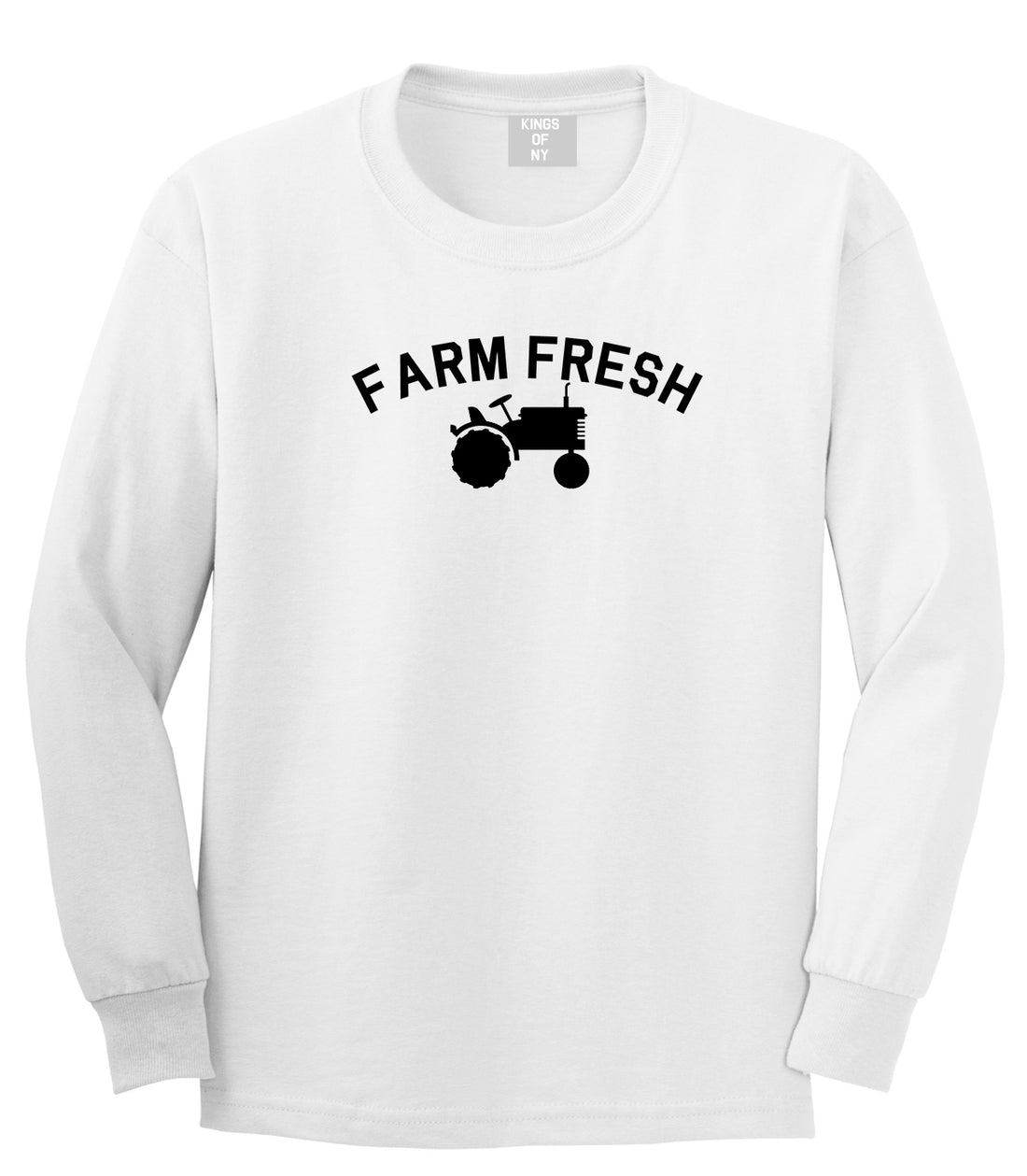 Farm Fresh Tractor Mens White Long Sleeve T-Shirt by KINGS OF NY