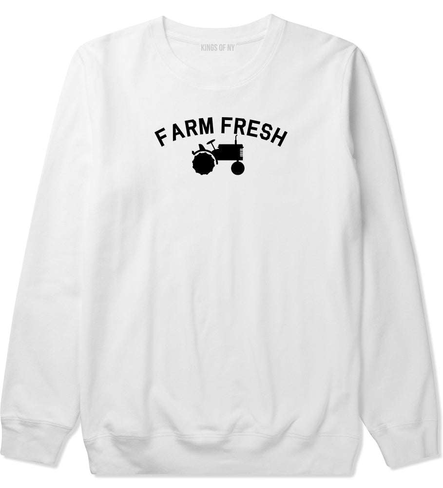 Farm Fresh Tractor Mens White Crewneck Sweatshirt by KINGS OF NY
