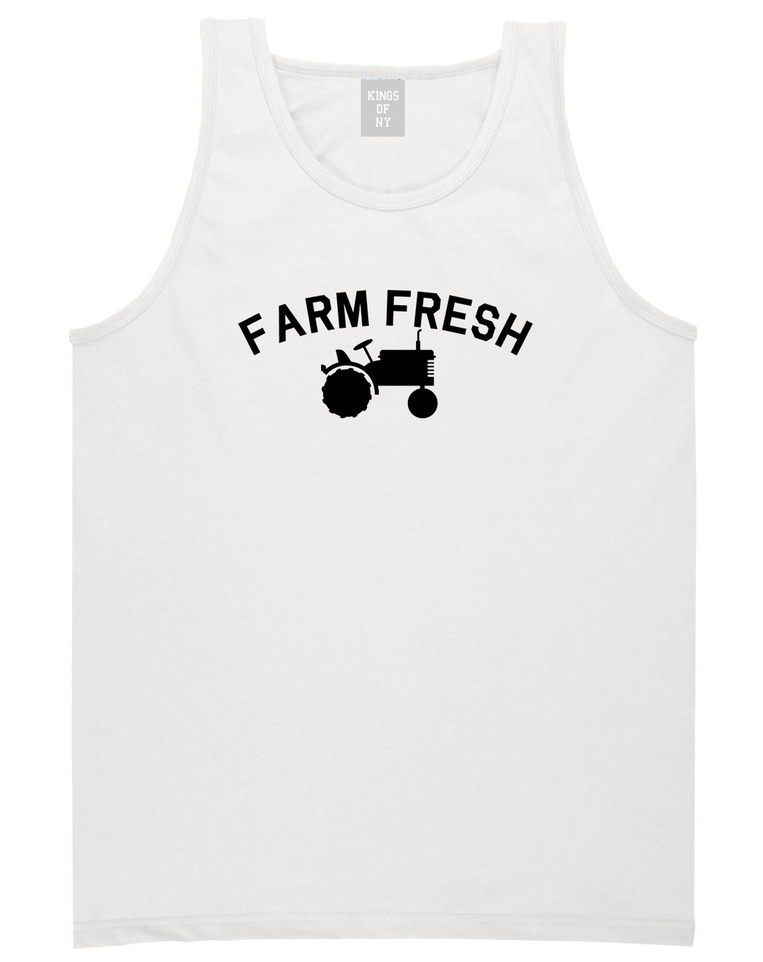 Farm Fresh Tractor Mens White Tank Top Shirt by KINGS OF NY