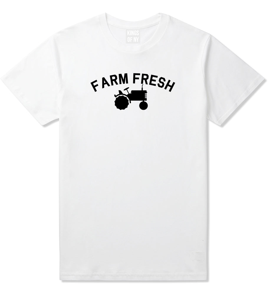 Farm Fresh Tractor Mens White T-Shirt by KINGS OF NY