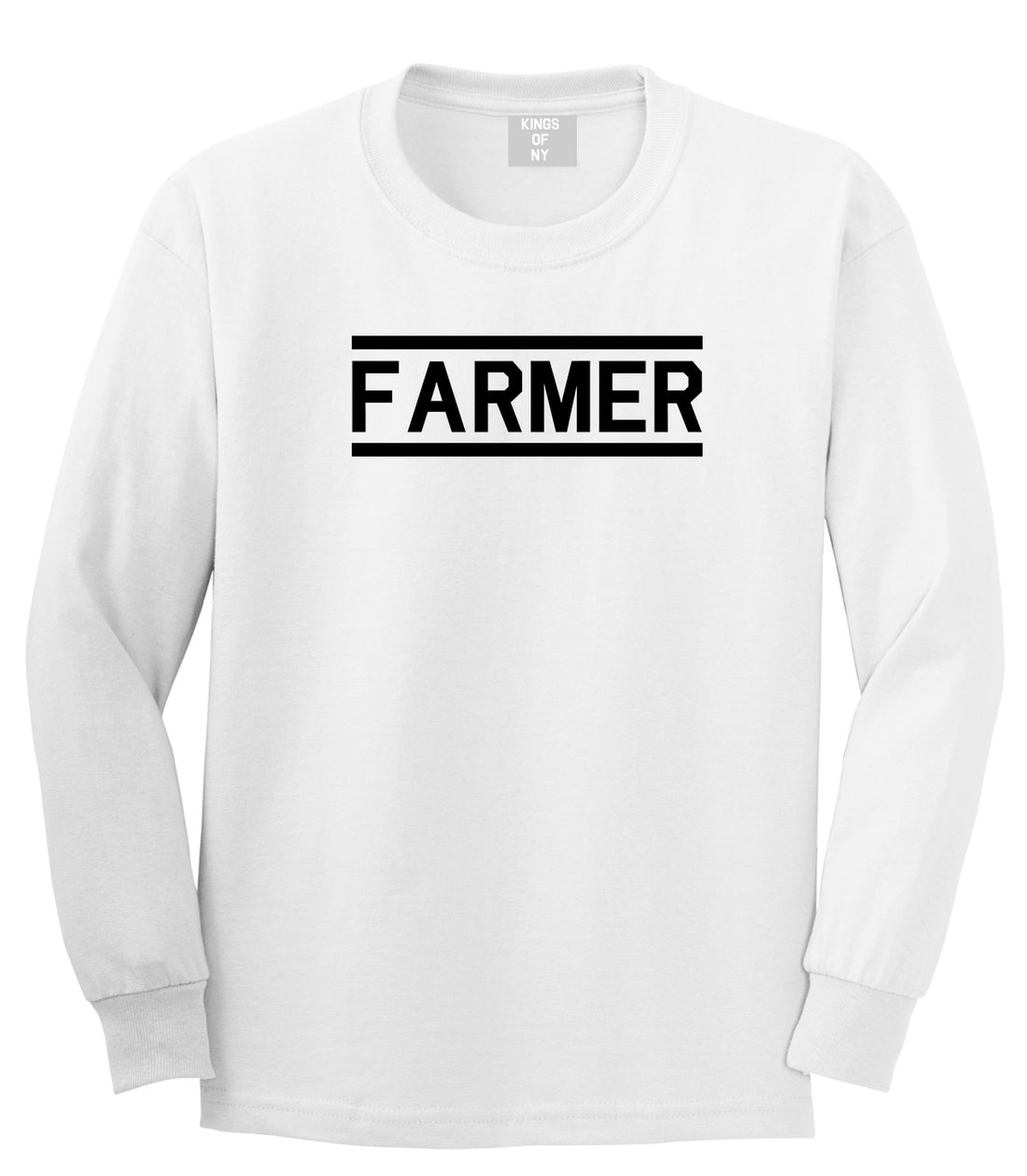 Farmer Farm Mens White Long Sleeve T-Shirt by KINGS OF NY
