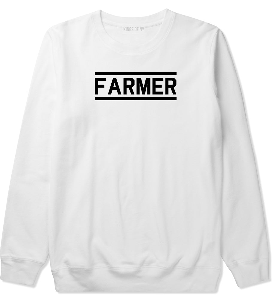 Farmer Farm Mens White Crewneck Sweatshirt by KINGS OF NY