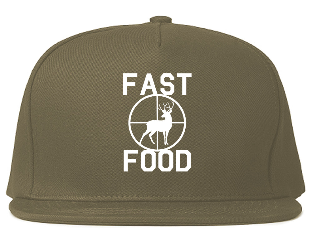 Fast_Food_Deer_Hunting Grey Snapback Hat