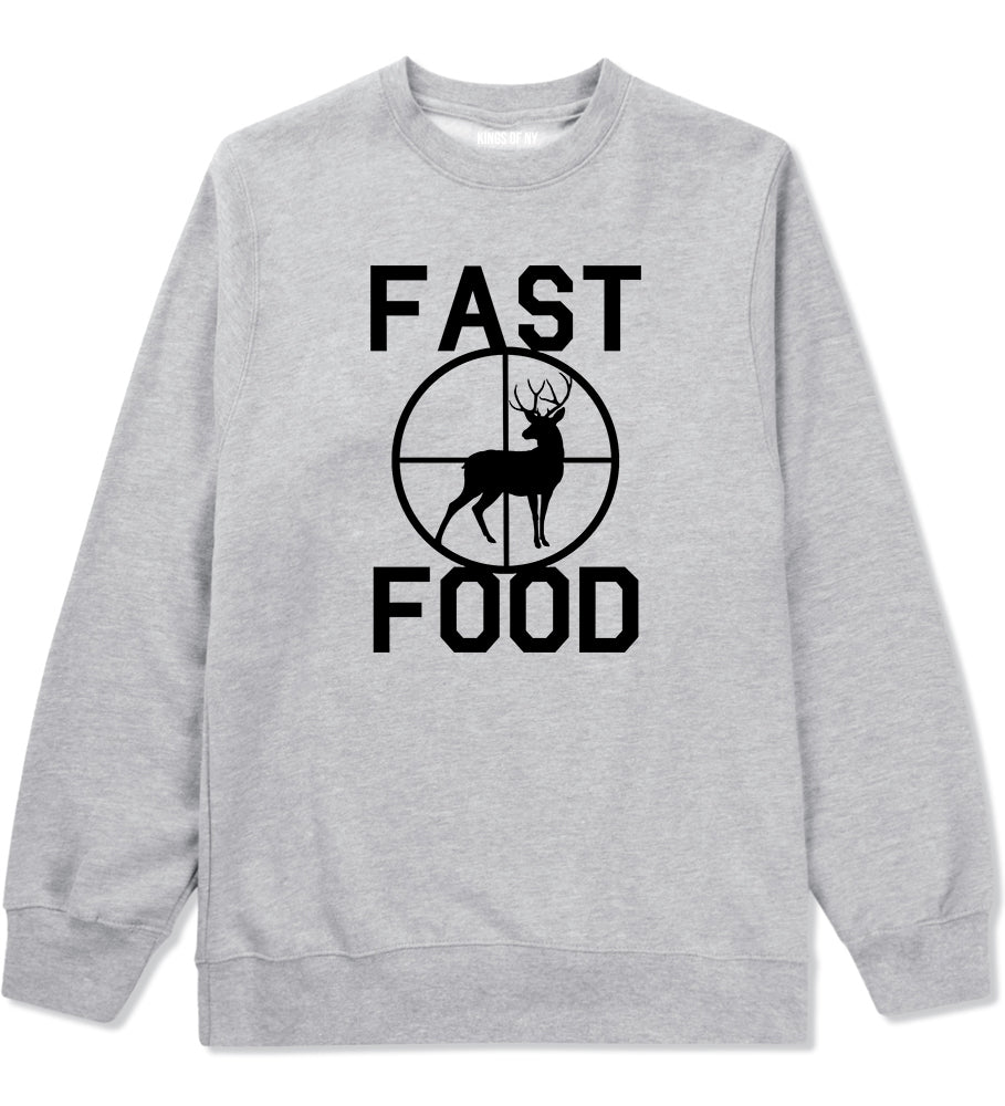 Fast Food Deer Hunting Mens Grey Crewneck Sweatshirt by KINGS OF NY